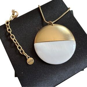 Bella Jack White and Gold Pendant with 18” Gold Tone Chain